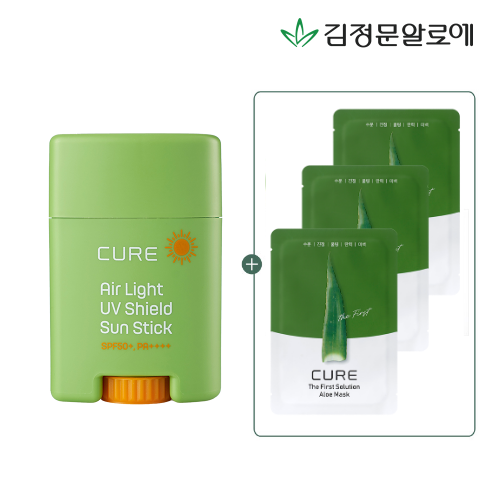 [김정문알로에][단독] 큐어 에어라이트 선스틱 20g 2개 (+증정 알로에 마스크 3매)