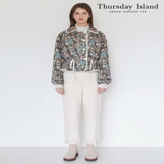 [Thursday Island] 레이스 턴업 베기 핏 팬츠(T246MPT131W)