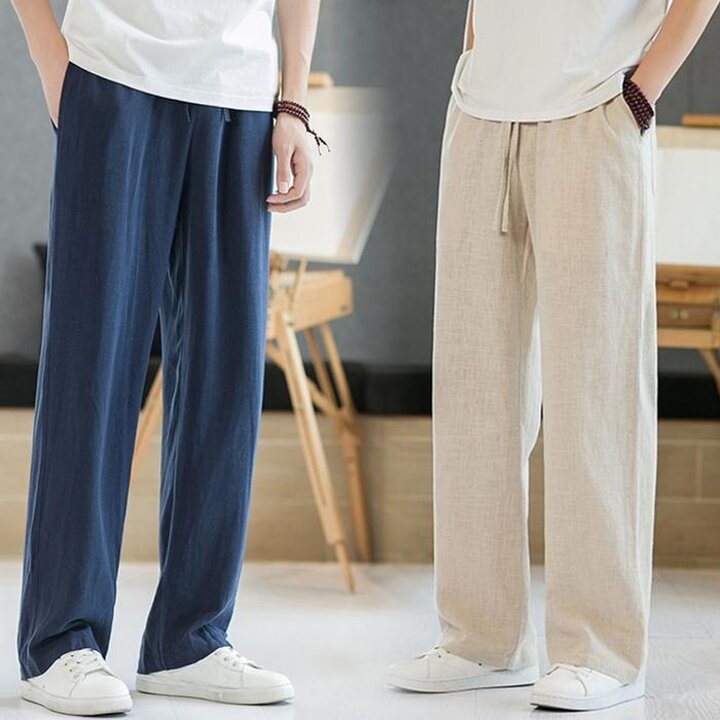남자쿨링팬츠린넨일자밴딩슬랙스편한마배기바지쿨팬츠