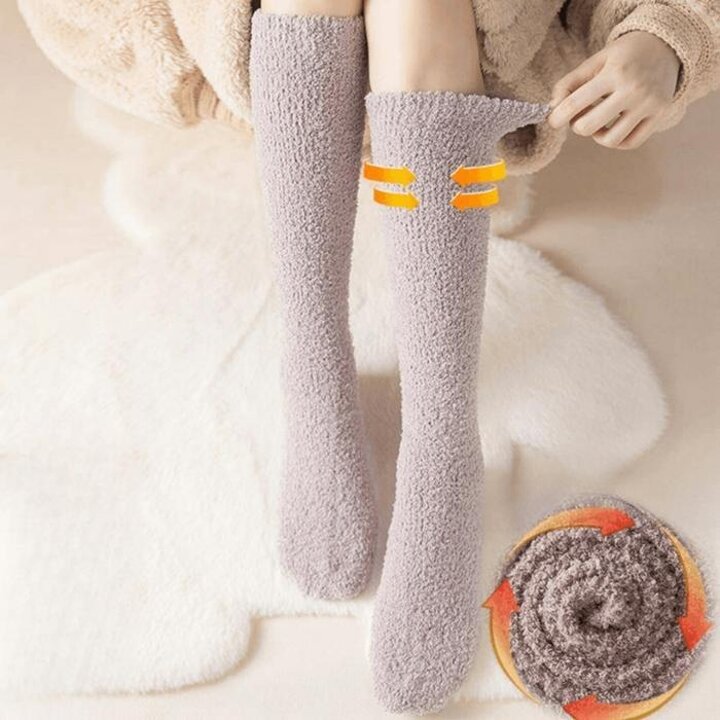양털극세사니삭스겨울여성방한수면기모울양말브라운