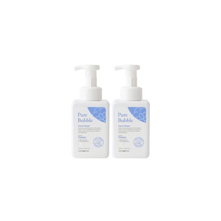 (2개)푸드어홀릭 퓨어 버블 핸드워시 코튼향 500ml/몽글몽글 깨끗해