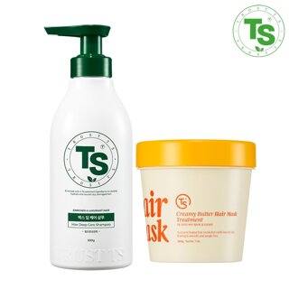 TS 맥스 딥케어 샴푸 500g 1개 + TS 크리미버터헤어팩트리트먼트 200g 1개