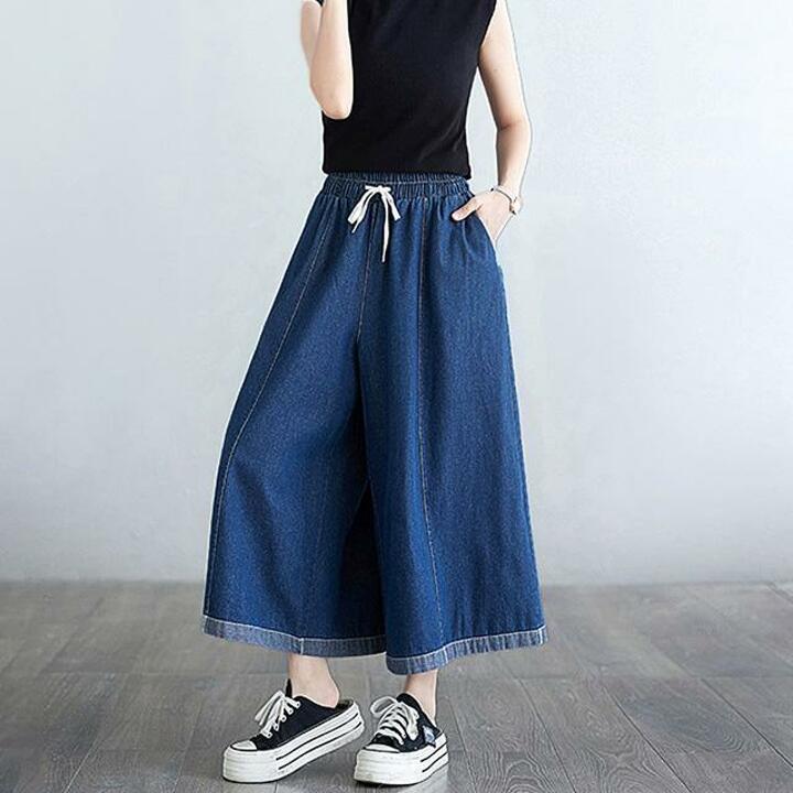 [헬리꽁땡]스트링밴딩와이드데님팬츠