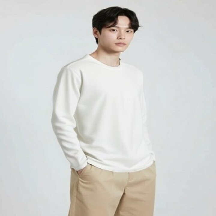 (신세계천안아산점)조직 긴팔 라운드 긴팔티-오프화이트 /  ABG2TR1001OWT