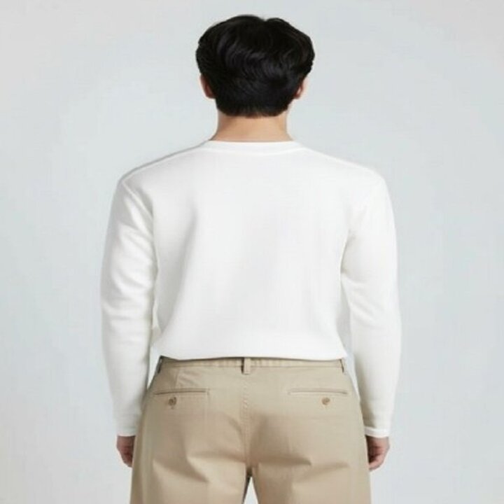 (신세계천안아산점)조직 긴팔 라운드 긴팔티-오프화이트 /  ABG2TR1001OWT