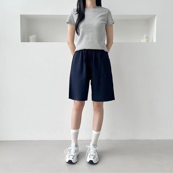 [옷자락] 여자 인조인견 나일론 무지컬러 밴딩 5부 팬츠