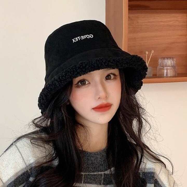 여성용 두툼한 리버시블 뽀글이 버킷햇 겨울모자