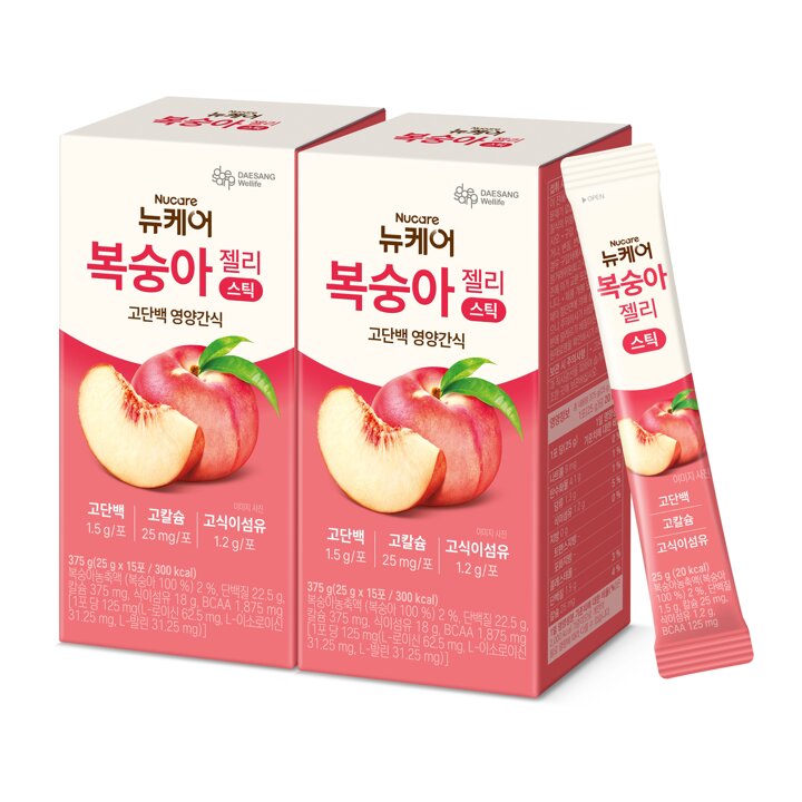 [대상웰라이프] 뉴케어 복숭아젤리 스틱 (25g x 15포),2박스