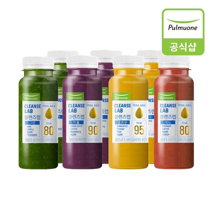 풀무원 클렌즈랩 1day 190mlX7병 (그린 2병, 퍼플 2병, 옐로우 2병, 레드 1병)