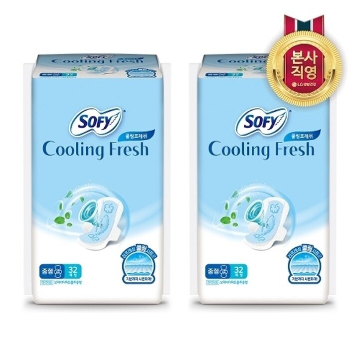 쏘피 쿨링프레쉬 생리대 날개형 중형 32P 2팩20858131588346