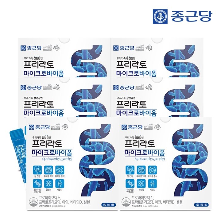 종근당 프리락토 마이크로바이옴 30포 6박스 / 프로 신바이오틱스 모유유래유산균 마이크로바이옴