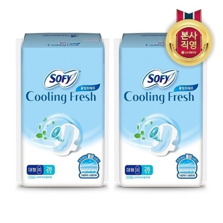 쏘피 쿨링프레쉬 생리대 날개형 대형 28P 2팩20858130588346