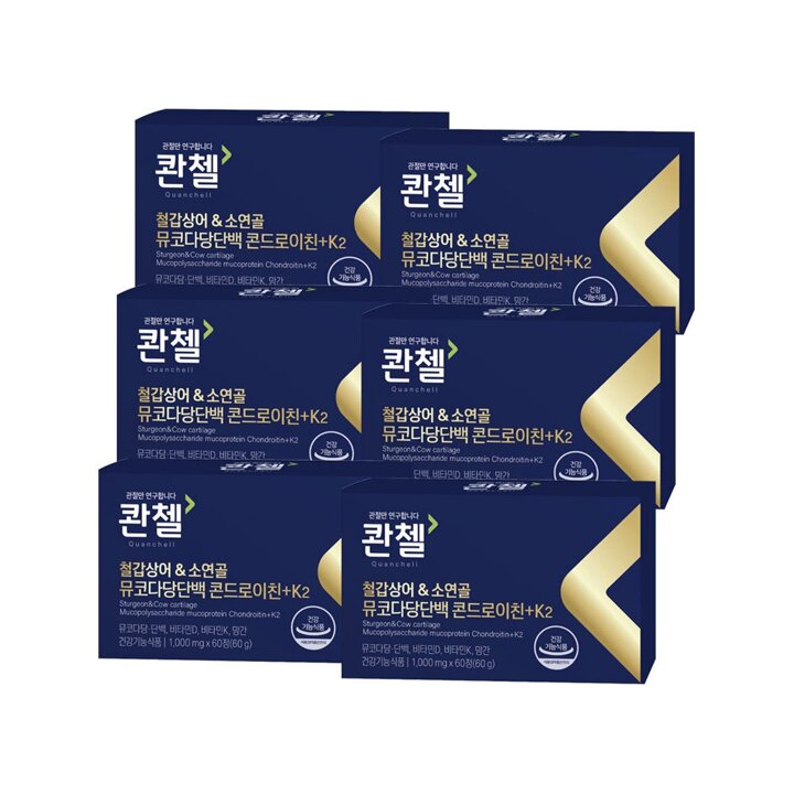 콴첼 철갑상어 소연골 뮤코다당단백 콘드로이친 플러스 K2 (1000mg x60정) x6박스