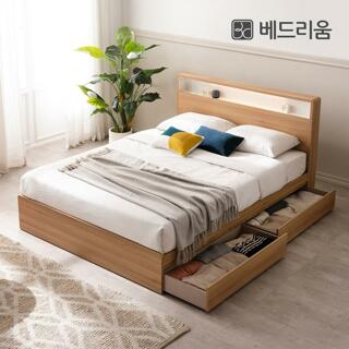 냉감침구 증정 [베드리움] 리밍 LED 수납침대(Q)-릴렉서 허리특허 유로탑(M)