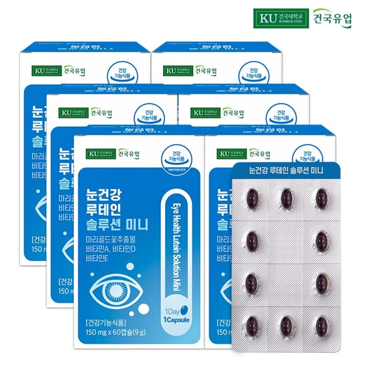 [공동구매][건국] 눈건강 루테인 솔루션 미니 60캡슐x6개(12개월)