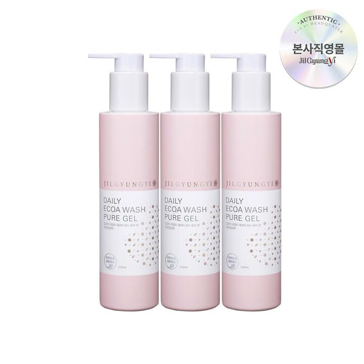 질경이 여성청결제 약산성 에코아워시 퓨어 젤 200ml 3개 세트