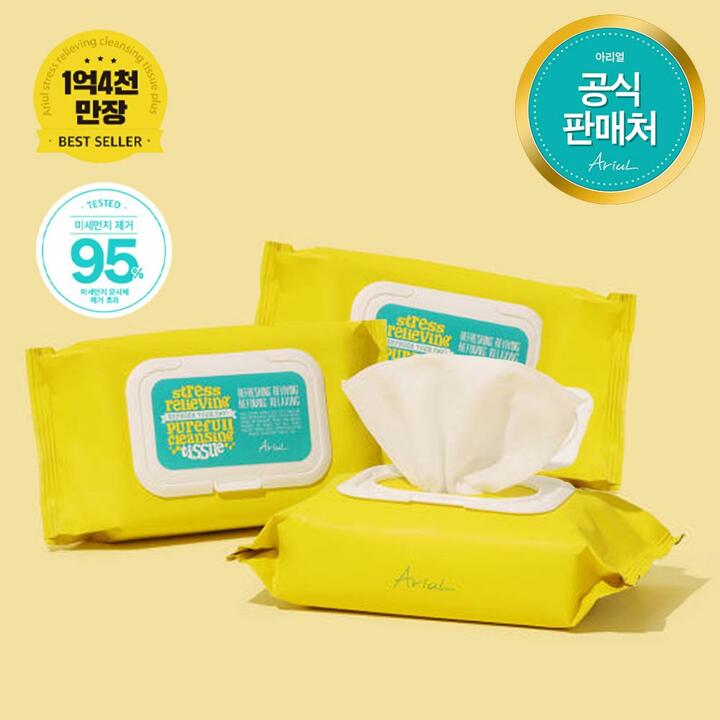 아리얼 스트레스 릴리빙 퓨어풀 클렌징 티슈 80매입 (2+1)