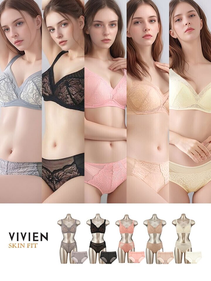 비비안 스킨핏 노와이어 레이스 보정 여자속옷세트 5 5 5 15종