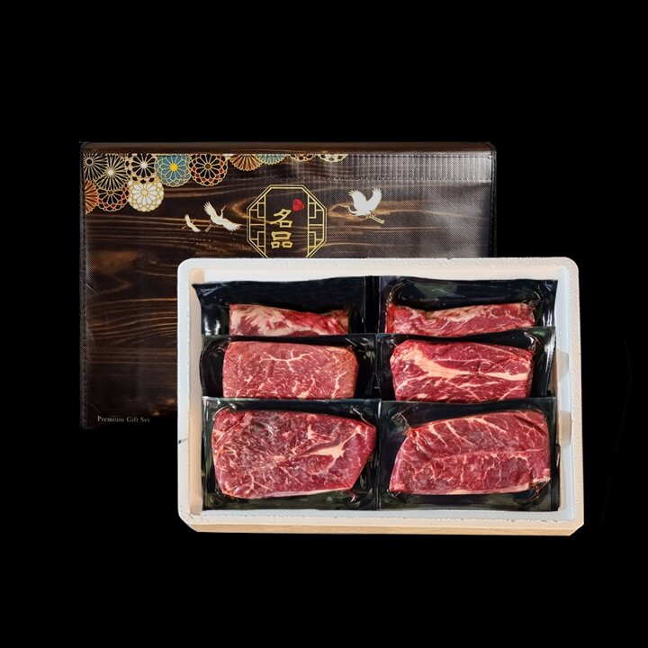 블랙앵거스 탑초이스 명품구이세트 1호 [갈비살 200g x 2팩+부채살 200g x 2팩+척아이롤 200g x 2팩]