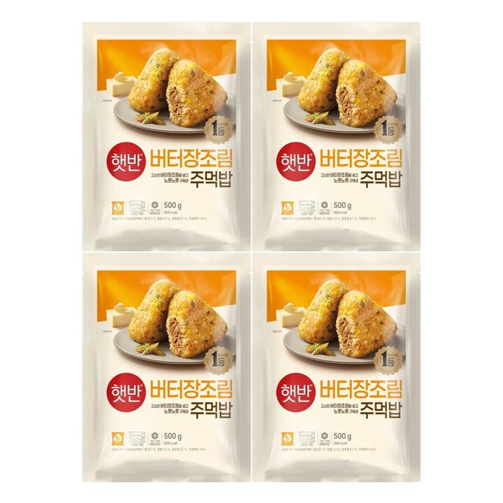 CJ 햇반 쿡반 버터장조림주먹밥 500g X 4개