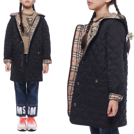 [버버리] 22FW 다이아몬드 퀼팅 후드 자켓 (8053682 BLACK 22F)
