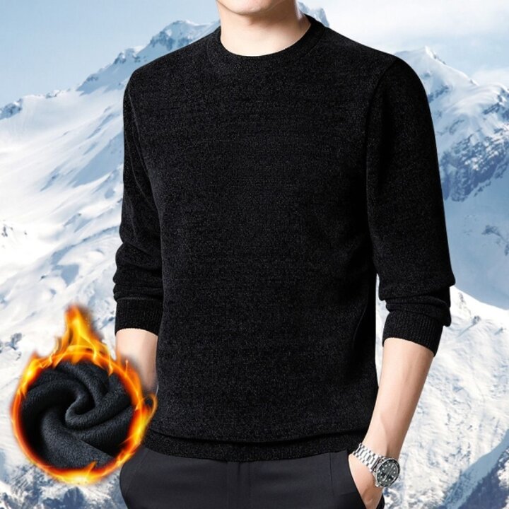 겨울 니트 긴팔 라운드넥 스웨터 남성 기모 맨투맨