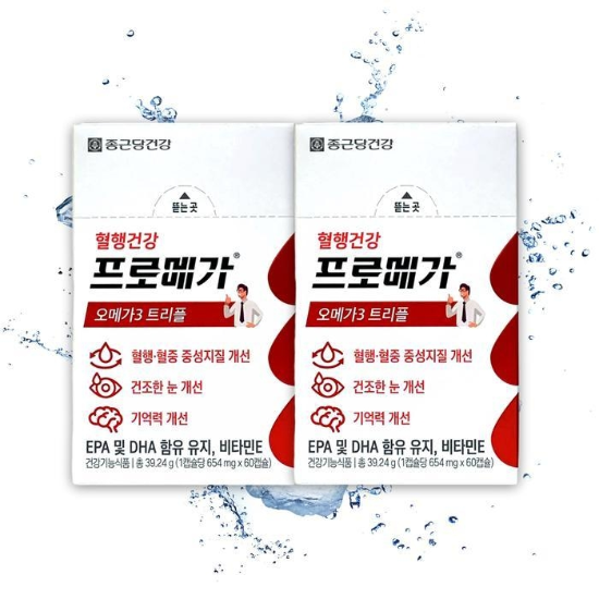[종근당]종근당건강리뉴얼프로메가오메가3트리플장용성캡슐654mg60캡슐X2TB