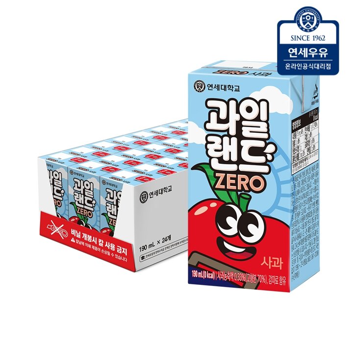 [연세두유] 과일랜드 제로 사과 190ml (24팩)