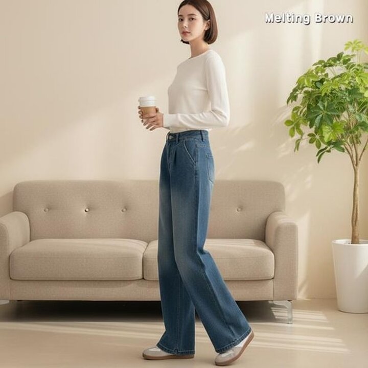[하프클럽/멜팅브라운]여성 데님팬츠 반밴딩 청바지 IT05