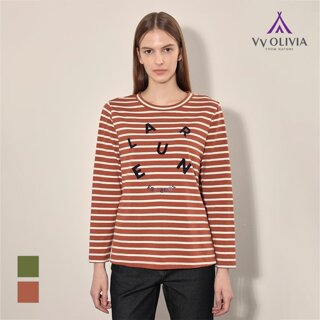 [비비올리비아] 스트라이프 로고 티셔츠_VVCAL4F8171