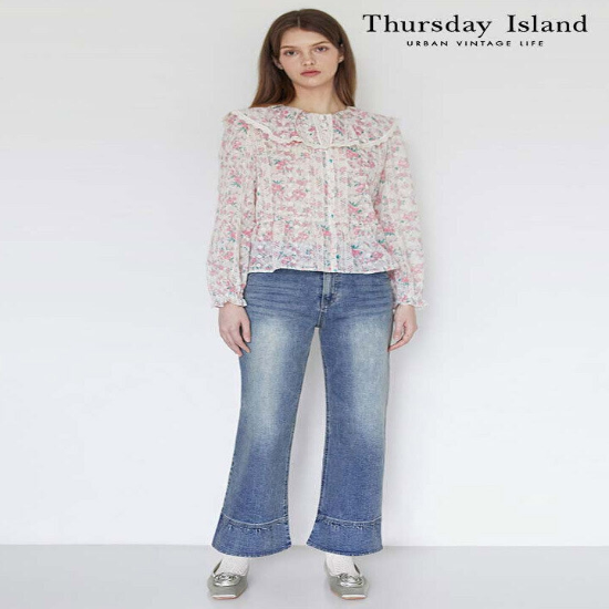 [Thursday Island] 프릴 부츠컷 데님 팬츠(T246MJE134W)