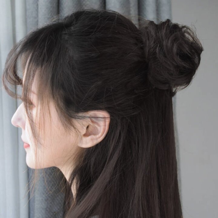 [언니네 가발] 똥머리 집게핀 가발(파마머리) (내추럴블랙)