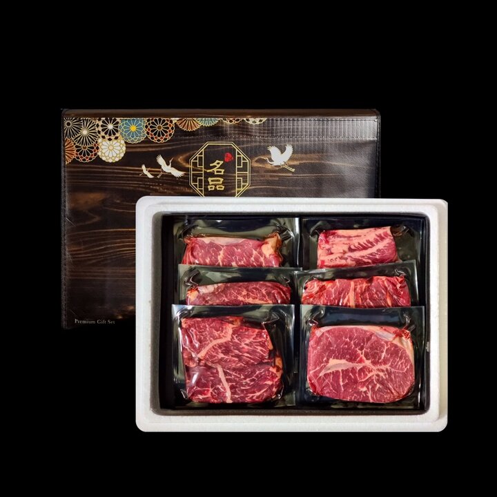 블랙앵거스 탑초이스 명품구이세트 2호 [척아이롤200g x 2팩+토시살200g+갈비살200g+살치살200g+부채살200g]