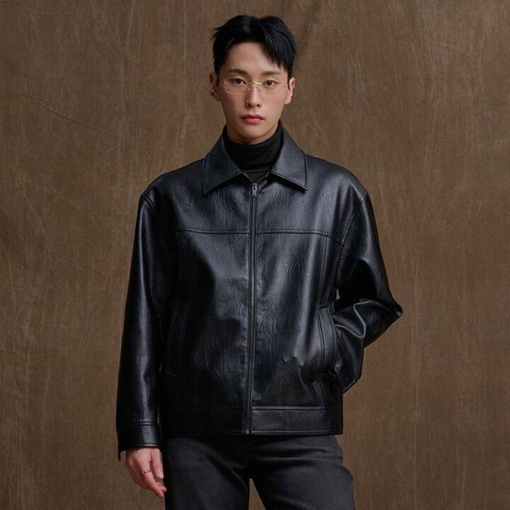 [하프클럽/체이스컬트]남성 비건 레더 자켓 EERK4931B03