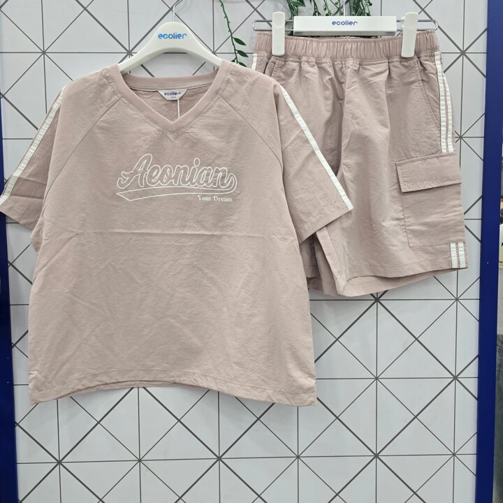 에꼴리에 주니어 5부 쿨 와샤 2선 브이넥카고 바지 세트 25B1753 25B1754GN