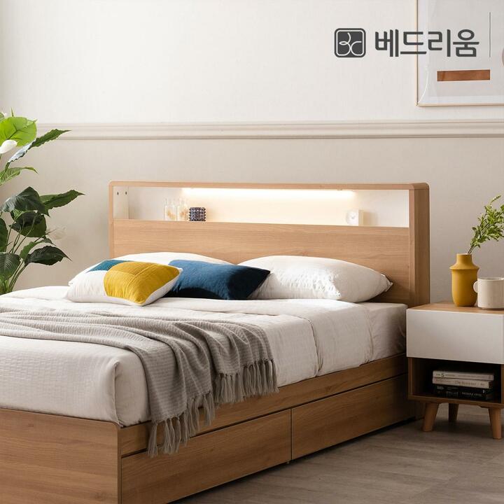 [단독특가/풀세트]베드리움 리밍 LED 수납침대(Q)-릴렉서 허리특허 유로탑(M.H)