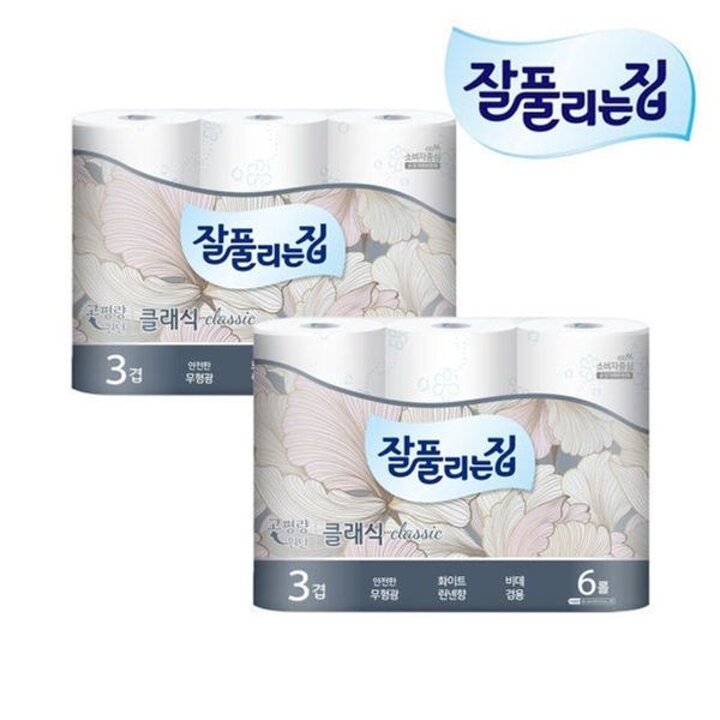 잘풀리는집 클래식 두루마리휴지 25M 6롤 X 2개[35090589]