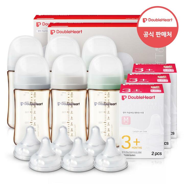 더블하트 모유실감 3세대 PPSU 젖병 모먼트 트리플팩 240mlx2개(젖병6개)+젖꼭지6입