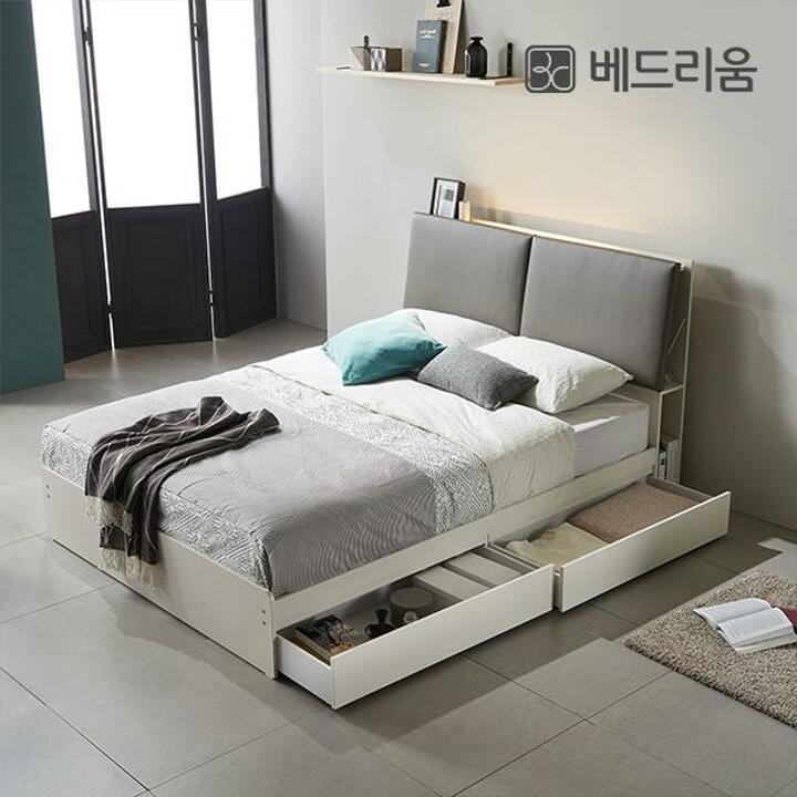 [베드리움] 블링 LED 퀸 서랍침대-유로탑 매트리스