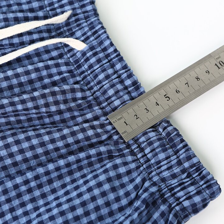 남성 시어서커 체크 반바지 파자마 주머니 밴딩 여름 잠옷 하의 고무줄바지