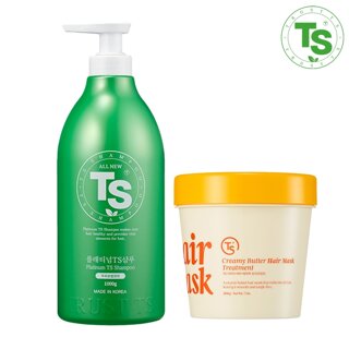 플래티넘TS샴푸 1000g 1개 + TS 크리미버터헤어팩트리트먼트 200g 1개