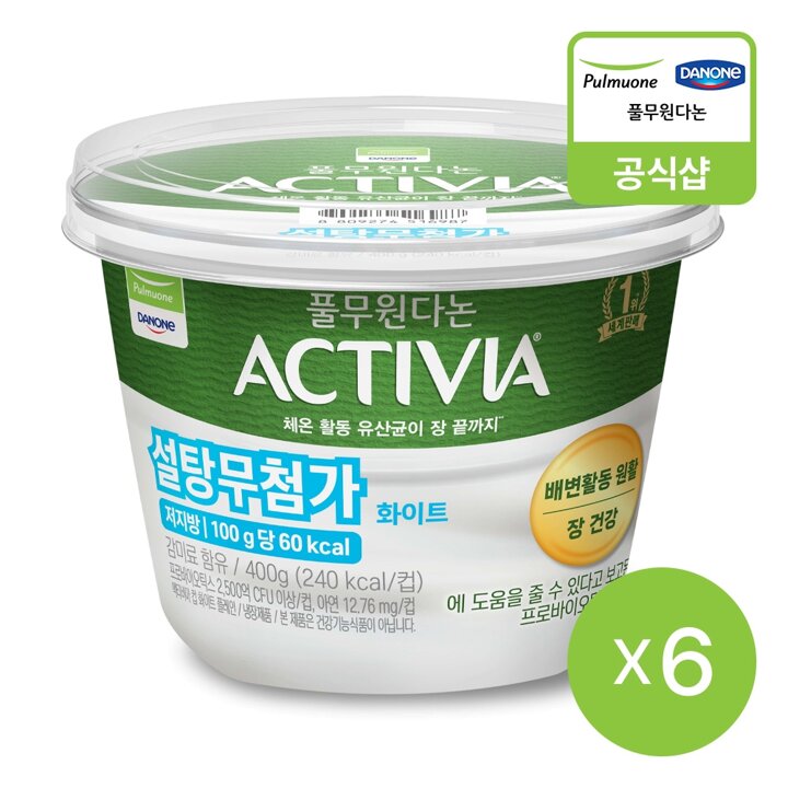 [풀무원다논] 액티비아 빅팟화이트(400g)X6개