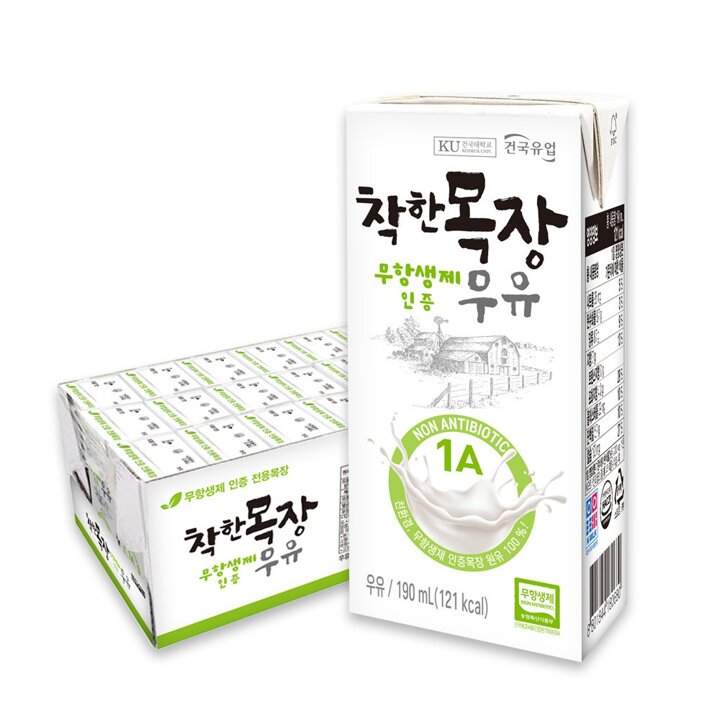 [G]건국대학교 건국우유 착한 목장 무항생제 인증 멸균우유 24팩