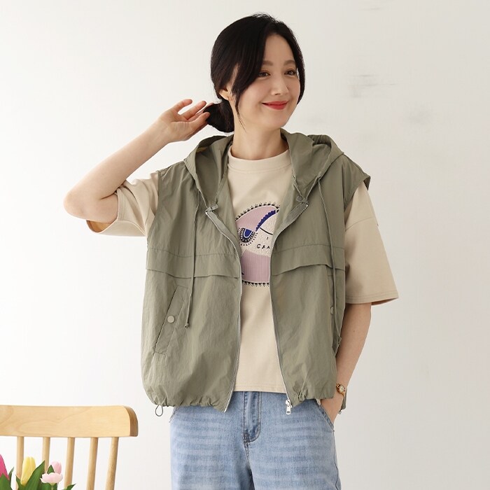 [웬디즈갤러리]오델 바스락 후드 베스트 RVT103