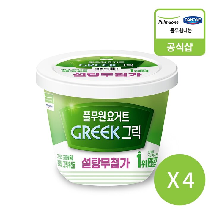 풀무원다논 그릭 빅팟 달지 않은 플레인 (400g)X4개