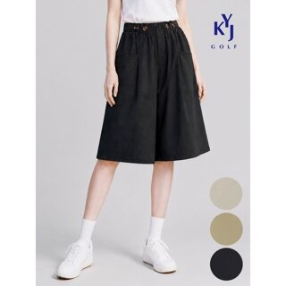 [하프클럽/김영주골프] 여름 버튼 와이드핏 밴딩 스판 여성 5부 반바지 DQMLHS06
