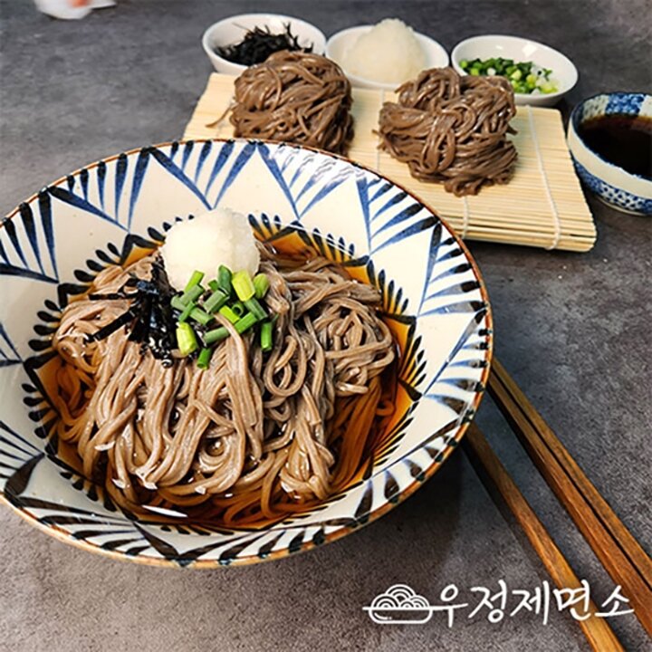 [G][우정제면소] 메밀국수(소바) 12인분세트 (생면2kg+메밀장12봉)