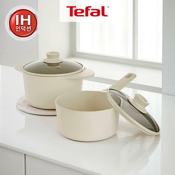 테팔 팬냄비 세라믹 인덕션 주물 아이콘 오트 밀크 전골냄비 24cm(+실리콘손잡이2P+냄비받침)