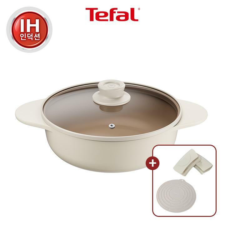 테팔 팬냄비 세라믹 인덕션 주물 아이콘 오트 밀크 전골냄비 24cm(+실리콘손잡이2P+냄비받침)