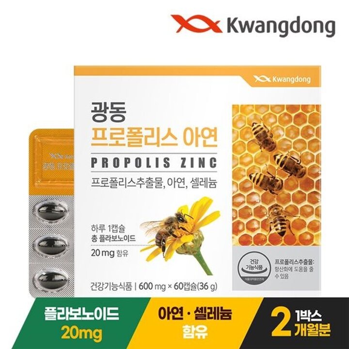 광동 프로폴리스 아연 60캡슐 1박스(2개월분) / 플라보노이드 셀레늄..[30008733]